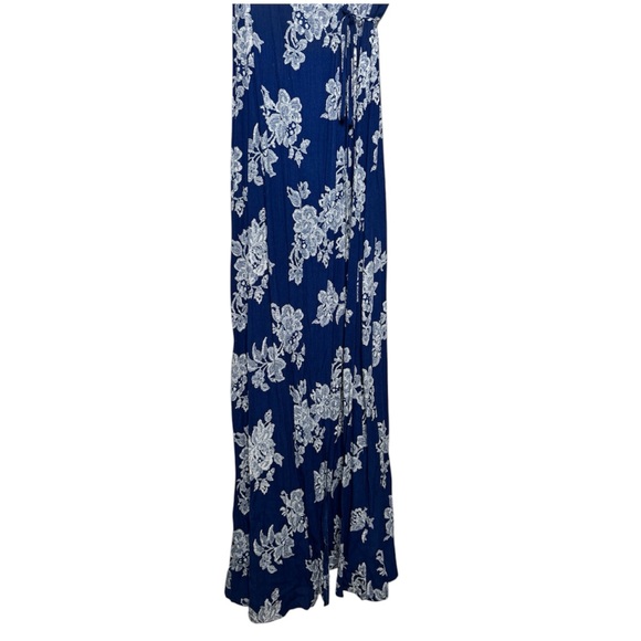 Lulus Heart of Marigold Navy Blue floral print wrap maxi dress women's M boho - Picture 7 of 10